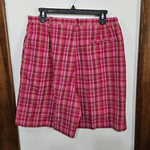EP Pro Plaid Cotton Pink Golf Shorts Elastic Waist Size 14 Large Three Pockets - Picture 7 of 7